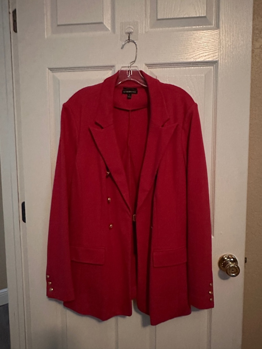 Lane Bryant Red Double-Breasted Blazer with Gold Buttons